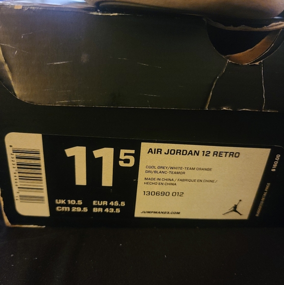 Jordan Retro 12 "Cool Grey" | Shoes | Grey/White/Orange | Size: 11.5 | Sneakers - Picture 12 of 12